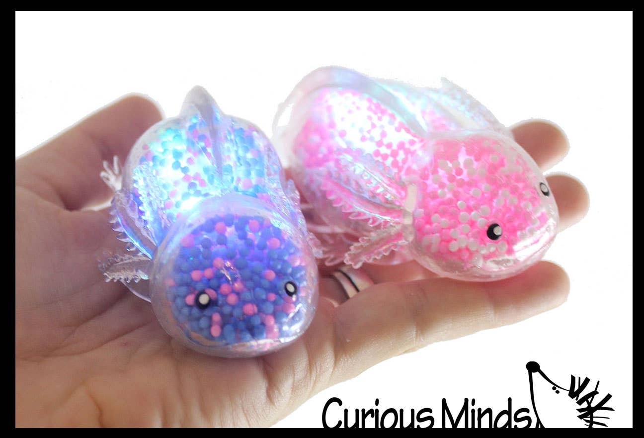 1 Light Up Axolotl - Air and Styrofoam Bead Filled Squeeze