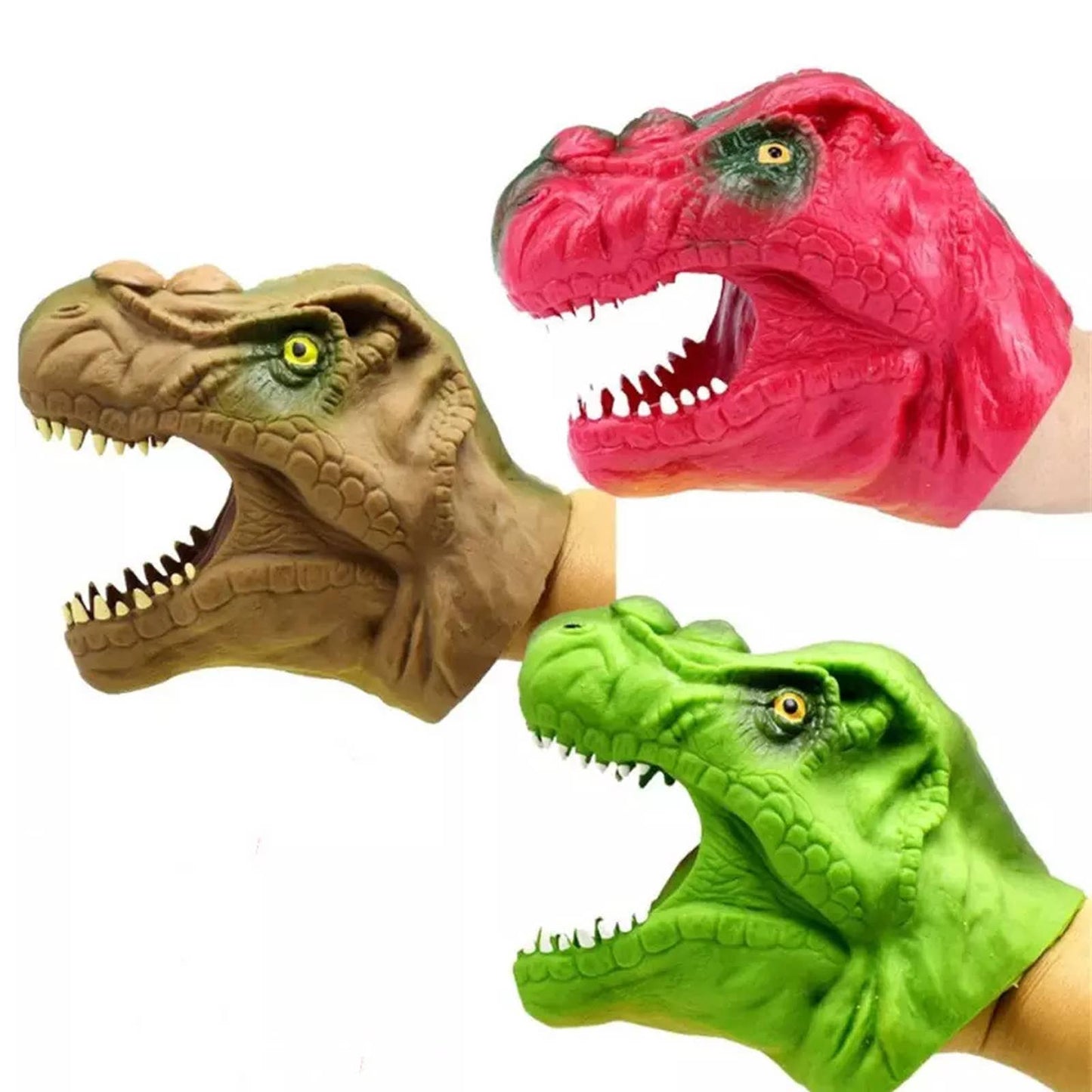 Dinosaur Head Hand Puppet Fidget Kids Toy- Assorted