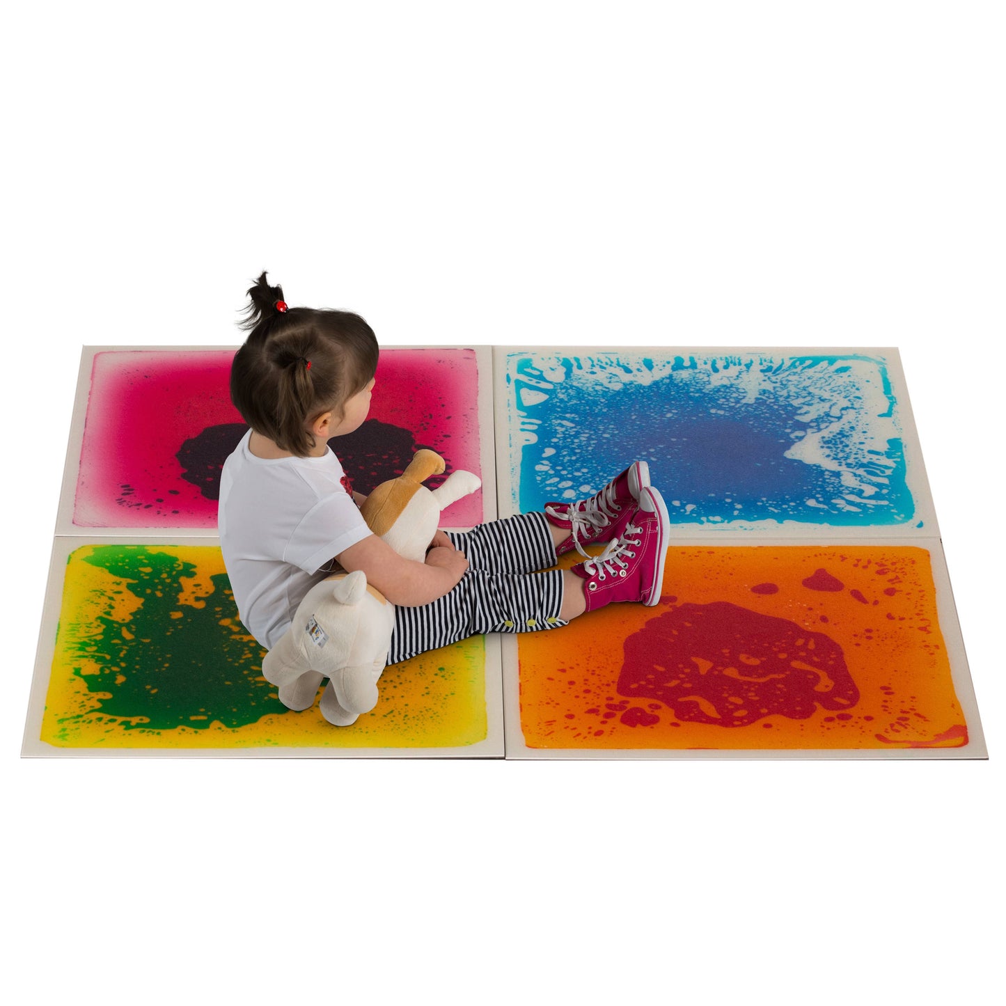 Sensory Liquid Gel Floor Square Tiles, Kids Floor Mat, 4PacK