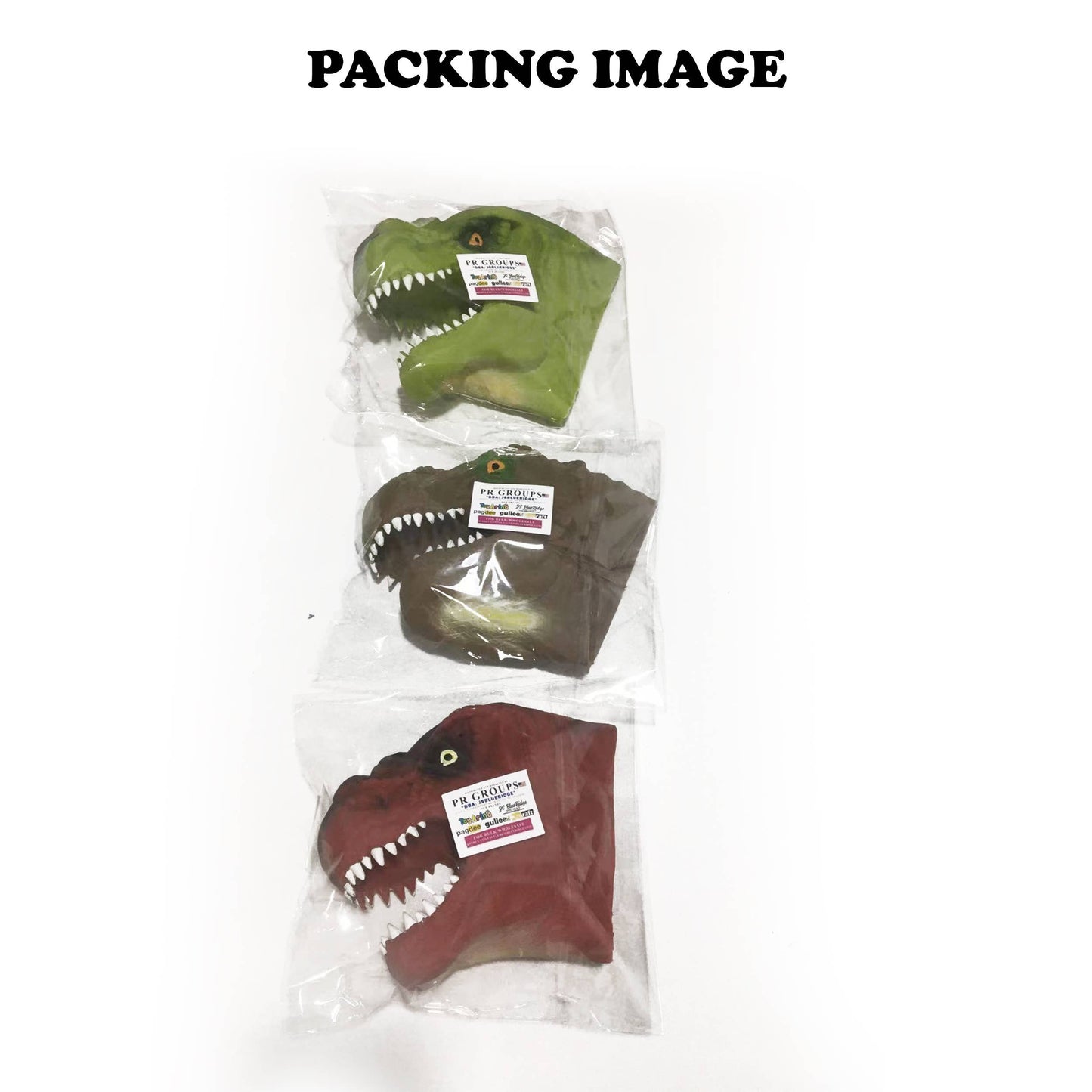 Dinosaur Head Hand Puppet Fidget Kids Toy- Assorted