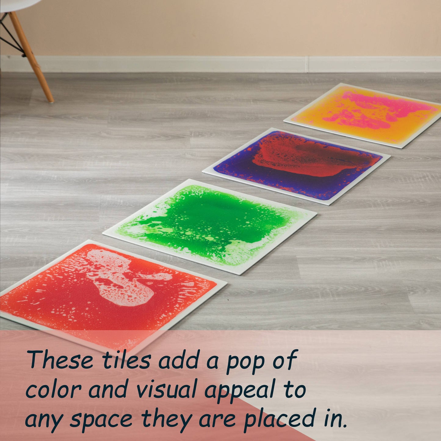 Sensory Liquid Gel Floor Square Tiles, Kids Floor Mat, 4PacK