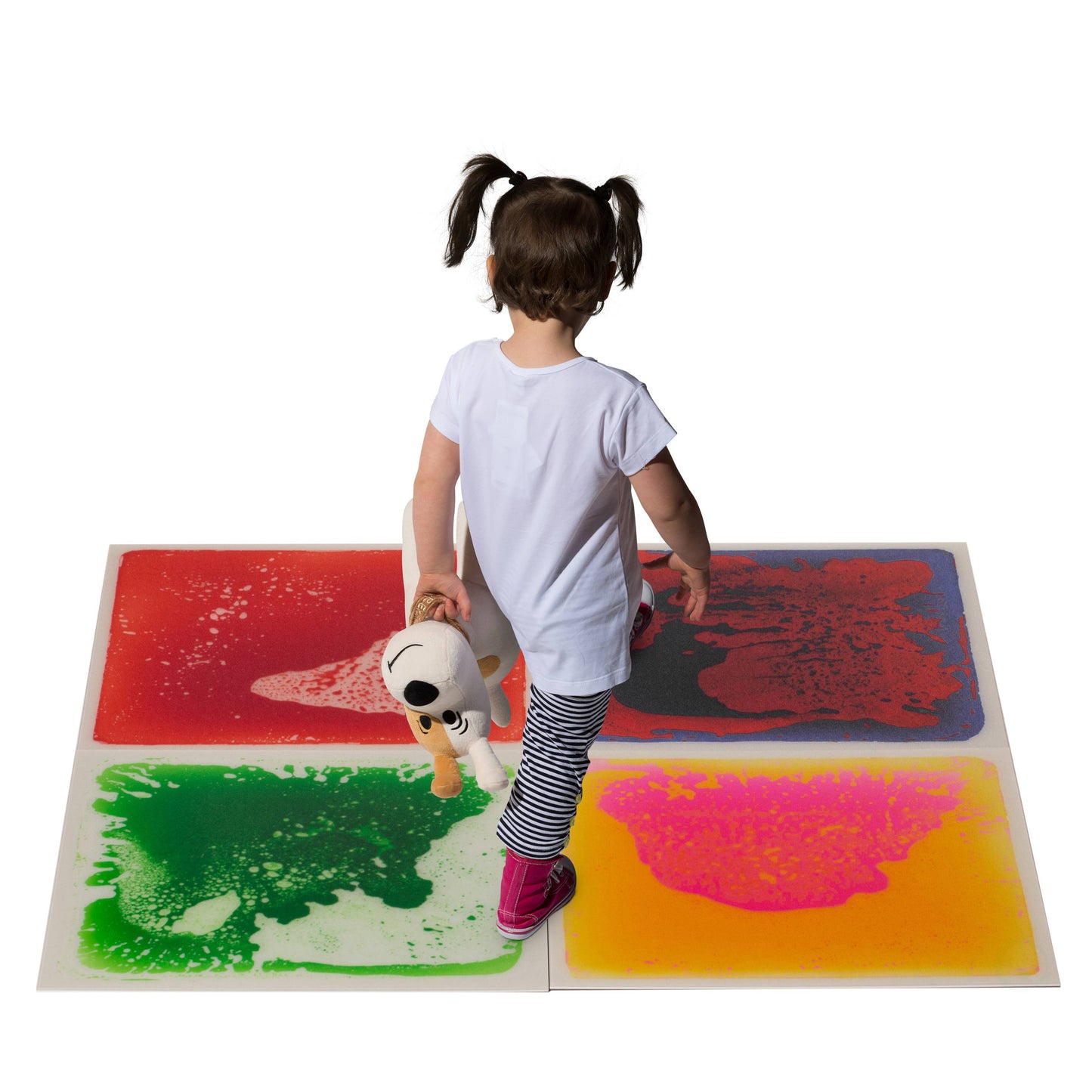 Sensory Liquid Gel Floor Square Tiles, Kids Floor Mat, 4PacK